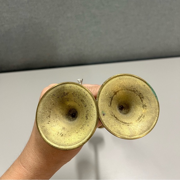 Set of two Vintage Brass Tulip Candlesticks - Picture 3 of 4